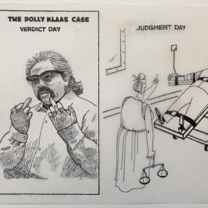 #LadyJustice gives the finger to Polly #Klaas Killer by Steve Kelley  Image: Original Drawing on Velum
