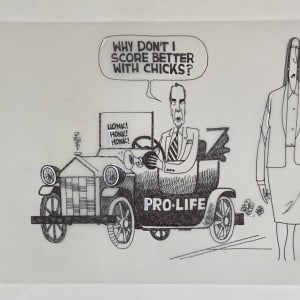 Bob #Dole Support of #Pro-Life Controversial to Women by Steve Kelley  Image: Original Drawing on Velum