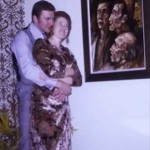 "Anguish" by Antonio Diego Voci  Image: Coop and Patti with Anguish 1967. It originally had the Naffouj Frame at purchase.