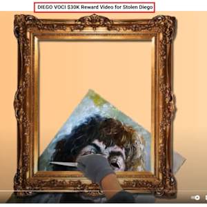 "Clown" - STOLEN PAINTING by Antonio Diego Voci  Image: $30K Reward Video for Stolen Diego by Stephen Max, DVP Producer & Diego Collector