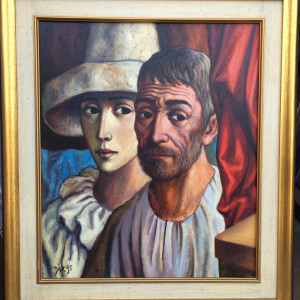 "Old Man with Harlequin" by Antonio Diego Voci #C5 by Antonio Diego Voci  Image: Old Man and Harlequin by DIEGO