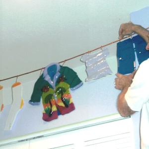 "Family On Line" by Bonnie Dull  Image: Coop Hanging over Laundry Area 2005