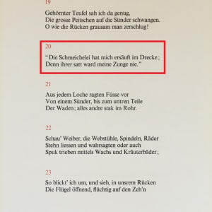 "Die Wahrsager und Zauberer"  H20 (German) "The Black Cherub" (Inferno Canto 20)  Göttliche Komödie Hölle by Salvador Dali #D7 by Salvador Dali  Image: German Text for H20 (Inferno Canto 20)
