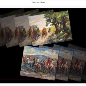 "Horses in Pasture" - Pferde auf Weide - Rare 1965 Signed "A. Voci" by Antonio Diego Voci  Image: DYNAMISM - HORSES video by STEPHEN MAX