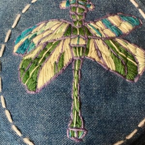 Transformation of the Feminine Embroidery/Crewel Fabric Hanging by Diana Atwood McCutcheon  Image: Dragonfly Animal Spirit (Indegenous)