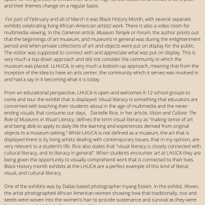 LHUCA Case Study Museum Education by Diana Atwood McCutcheon  Image: page 2