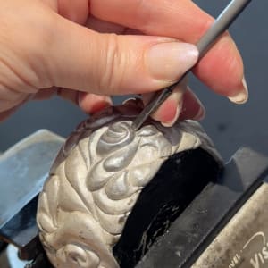 Voluptuous by Victoria Lansford  Image: Eastern repoussé and keum boo cuff bracelet in progress