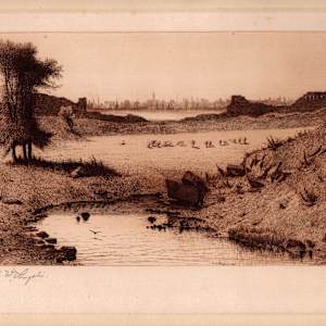 Niagara River from Lake to Lake, Volume 2 by Amos W. Sangster  Image: Interior Old Fort Erie—Looking Across River to Buffalo, 1886