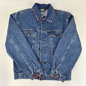 Denim Jacket with Beaded Buffalo Bills Logo by Cheryl Greene 