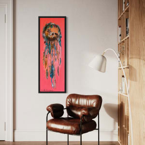 Chahta Pony by Carolyn Bernard Young  Image: "Chahta Pony", 30 x 10 x 1.5", acrylics on canvas, $600 in simple black frame