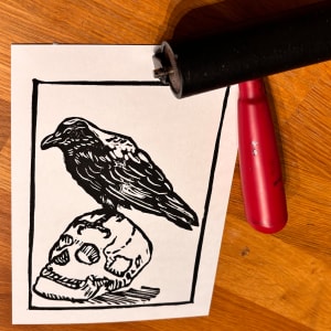 Raven on skull by Chantal 
