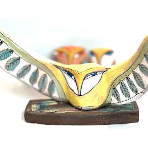"Owl Person Holding Space for Love" 16-3/8" wide x 9-1/2" H by Blue Fire MacMahon 