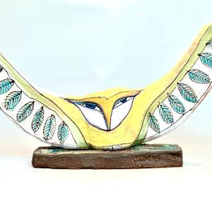 "Owl Person Holding Space for Love" 16-3/8" wide x 9-1/2" H by Blue Fire MacMahon 