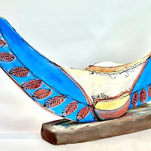 "Owl Person Holding Space for Love" 16-3/8" wide x 9-1/2" H by Blue Fire MacMahon 