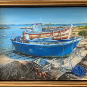 Boats on Dry Dock by Gerard  Image: Presented with elegance in a beautifully crafted gilded frame.
