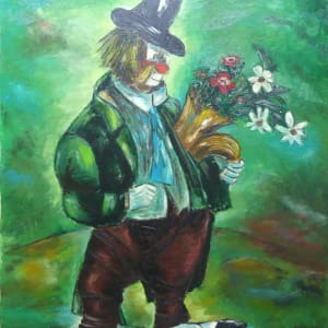 Clown with bouquet