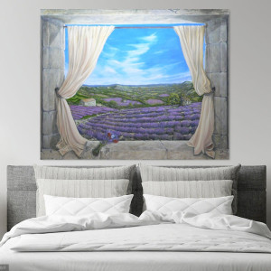 Lavender & Poppies by Gerard  Image: "Lavender and Poppies" is a very large "Trompe L'oeil"