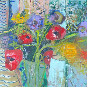 Anemones with a Blue Jug by Lesley Birch, Image 2.