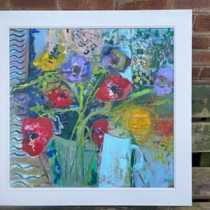 Anemones with a Blue Jug by Lesley Birch 