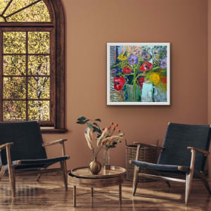 Anemones with a Blue Jug by Lesley Birch 