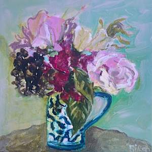 Bouquet in a Dutch Mug by Lesley Birch