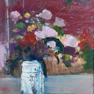 Bouquet in a White Pot by Lesley Birch