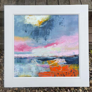 Harbour with Pink & Red by Lesley Birch 