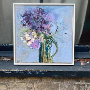 Hydrangeas, Striped Pot by Lesley Birch 