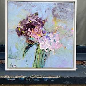 Hydrangeas, Striped Vase by Lesley Birch 