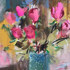 Pink Roses in a Spotted Vase