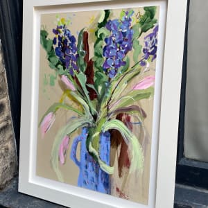 Stocks & Tulips in a Blue Jug - on sale by Lesley Birch, Image 3.