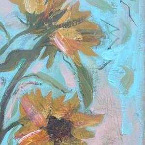 Sunflowers in Mum’s Pot by Lesley Birch 