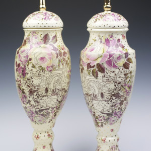 Ashes of Roses Urn Vases, Pair by Jessica Putnam-Phillips