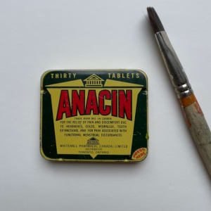 Fanny Bay, Anacin Tin by Shelley Vanderbyl  Image: Oil in pocket-sized vintage medicine tin 