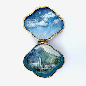 Village Church, Diptych in Enamel Pillbox by Shelley Vanderbyl, Image 2.