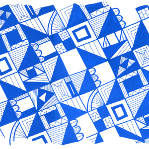 Pattern Study 3: Blue – Framed Original Drawing by Debbie Clapper