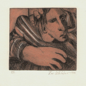 Man in Striped Shirt ( 2-color drypoints) #7 of 7 by Eve Whitaker