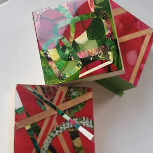 Modern Art 4x4x1⅝" Abstract Collage Mini's by Tana Hensley, Image 21.