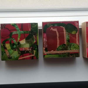 ABSTRACT MINI RESIN COLLAGE, 4x4 SHELF, WALL MODERN ART by Tana Hensley, Image 20.