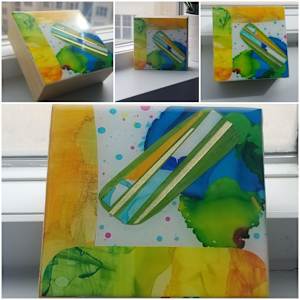 Modern Art 4x4x1⅝" Abstract Collage Mini's by Tana Hensley, Image 18.