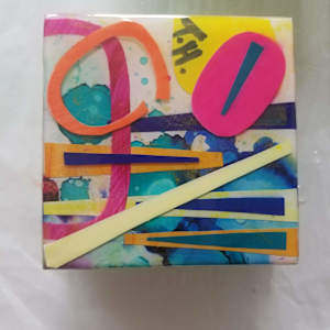 Modern Art 4x4x1⅝" Abstract Collage Mini's by Tana Hensley, Image 14.