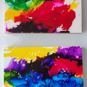 Abstract Shelf, Wall Art | Rainbow Splash I & II by Tana Hensley 