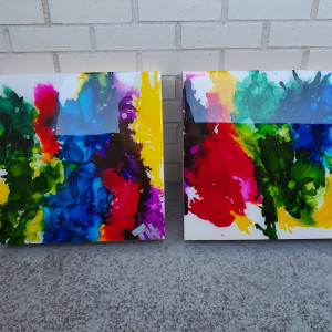 Abstract Shelf, Wall Art | Rainbow Splash I & II by Tana Hensley 