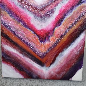 Red Rainbow Abstract Resin Art on Canvas by Tana Hensley 