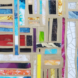 7 Layer Mosaic + Resin Textured Collage on Cradled Wood 24x24x1.5 inch by Tana Hensley 