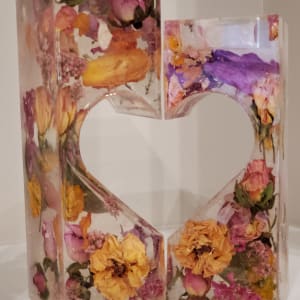 Preserved Wedding Flowers cast in Tealight Candle Holders w Heart by Tana Hensley