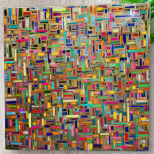 Abstract Art Mosaic Collage on Gallery Cradled MDF Panel, Multi-Layered Resin w Hand Cut Pieces by Tana Hensley 