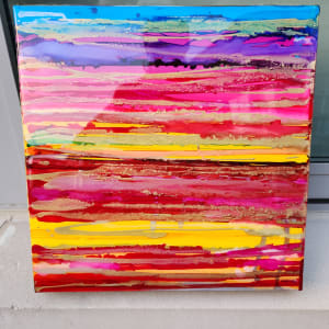 Bright, Bold, Colorful Abstract Resin Wall or Shelf Artwork on 12x12x1.5 inch Gallery Cradled Canvas by Tana Hensley 