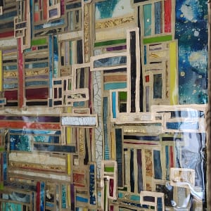 7 Layer Mosaic + Resin Textured Collage on Cradled Wood 24x24x1.5 inch by Tana Hensley 