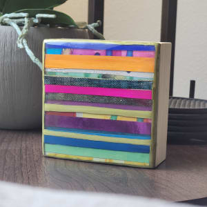 ABSTRACT MINI RESIN COLLAGE, 4x4 SHELF, WALL MODERN ART by Tana Hensley  Image: SOLD